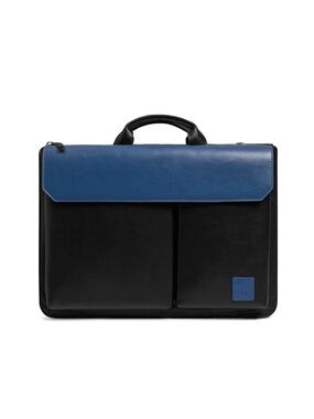 NWT Men's Two-Tone Black & Blue Faux Leather Urban Tech Laptop Briefcase Bag
